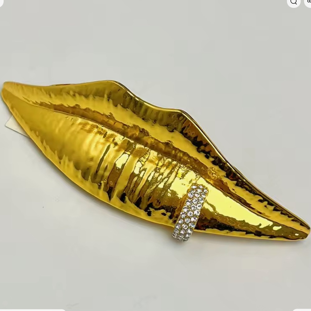 Gold Pierced Mouth Statement Ring